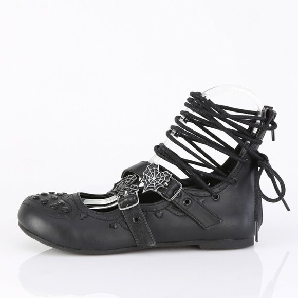 Whimsigoth Goth Heart Spider Web Ballet Flat Shoes - Picture 1 of 5